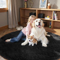 Super Soft Circle Rugs for Girls Princess Castle Toddlers Play Tent 3 Diameter Circular Area Rugs for Kids Bedroom Baby Room Decor Round Shag Playhouse Carpets(Φ3, Black)