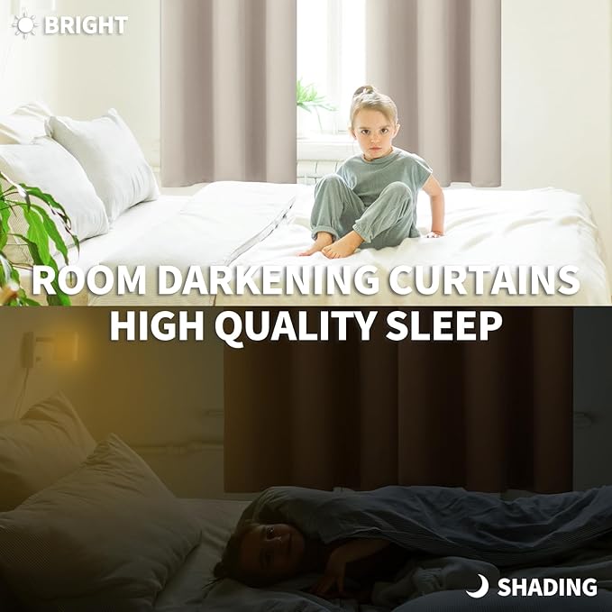 BGment Room Darkening Curtains 108 Inches Long - Grommet Thermal Insulated Drapes Window Treatment Curtains for Bedroom, 2 Panels, 52 x 108 Inch, Camel