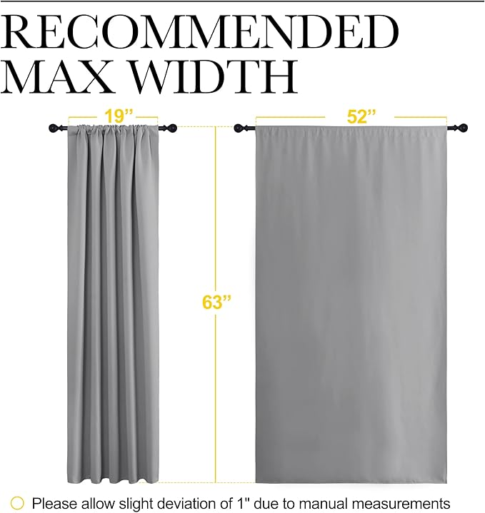 NICETOWN Blackout Curtain Panels for Window - Energy Efficient & Noise Reducing Thermal Insulated Rod Pocket Blackout Drapes/Draperies for Living Room (Silver Grey, 2 Panels, W52 inches x L63 inches)