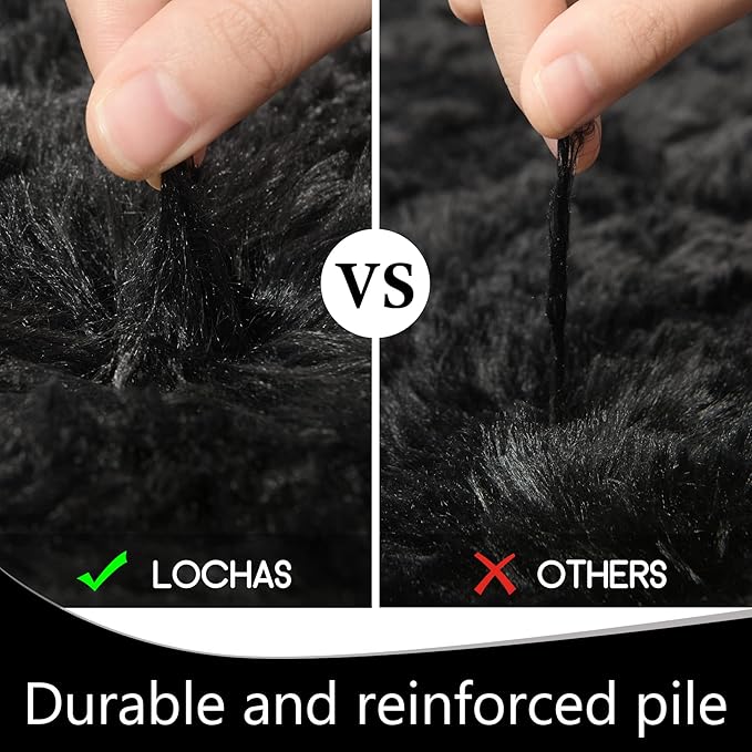 LOCHAS Ultra Soft Indoor Modern Area Rugs Fluffy Living Room Carpets for Children Bedroom Home Decor Nursery Rug 4x6 Feet, Black