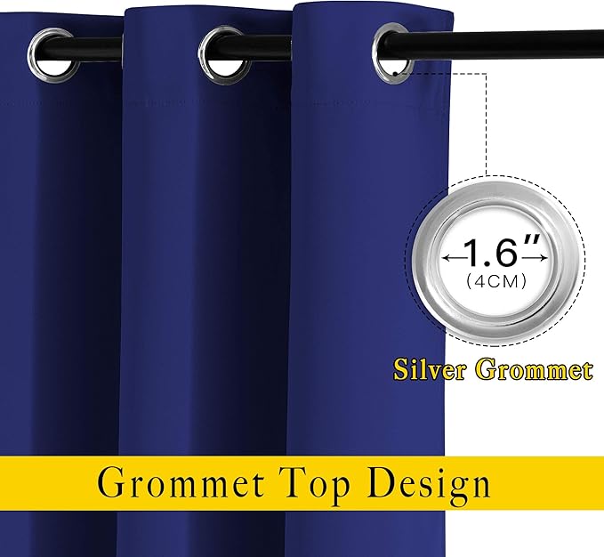 NICETOWN Blackout Doorway Curtains 80 inch Length - Grommet Room Darkening Thermal Insulated Soundproof Window Treatments for Bedroom/Closet (2 Panels, 46 x 80 Inch, Navy Blue)