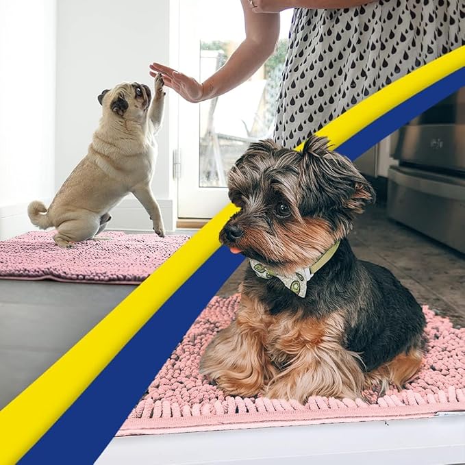 Muddy Mat® | Super Absorbent Door Mat Indoor, Microfiber Quick Dry Chenille Entryway Rug, Non-Slip Front Door Mat, Indoor Mats for Entryway, Machine Washable Pet Rug, Pink 36"x60"
