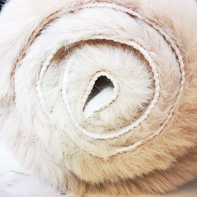 Ghouse Faux Rabbit Fur Round Rug 8ft Light Brown Beige Round Rugs for Bedroom Decor Fluffy Area Rugs for Living Room, no-Shedding Carpet Sheepskin Washable Rug Rome Decor