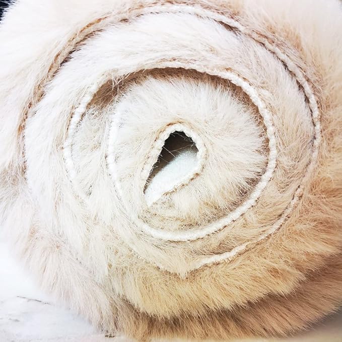 Ghouse Ultra Soft Faux Rabbit Fur Rug, Machine Washable Area Rugs for Bedroom Fluffy Rugs for Living Room, No-Shedding Carpet Sheepskin Rug Light Brown Beige 2 x 6 Feet