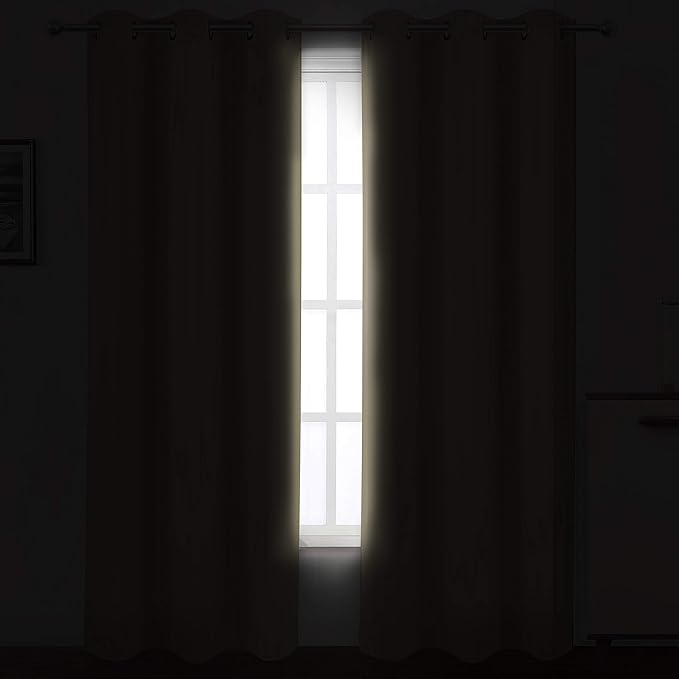 LEMOMO Beige Blackout Curtains 34 x 84 Inch Length/Set of 2 Curtain Panels/Thermal Insulated Room Darkening Blackout Curtains for Bedroom