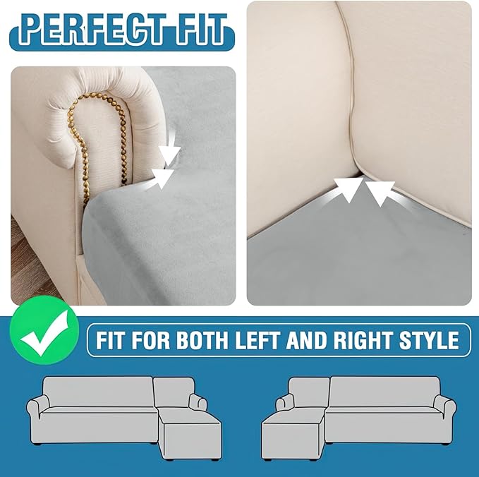 Couch Cover Stretch Velvet Sofa Cushion Cover 1-Piece - Elastic Washable Slipcover for Seat or Backrest, Couch Seat Covers for Sofas (Light Grey)