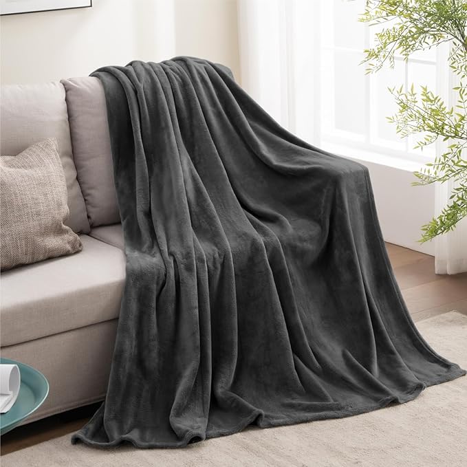 BEDELITE Fleece Blanket Charcoal Grey Throw Blankets for Couch & Bed, Luxury Plush Cozy Fuzzy 50x60 inches, Super Soft Warm Lightweight Throw for Travel Camping