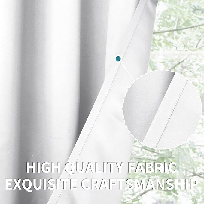 BGment Room Darkening Curtains for Bedroom - Grommet Thermal Insulated Window Treatments Light Blocking Curtains for Living Room, Set of 2 Panels, Each 55 x 69 Inch, Pure White