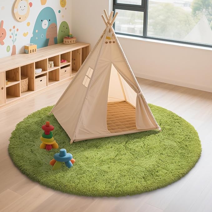 yulidayang Fluffy Round Area Rugs for Living Room,6'X6'Shag Circle Area Rugs for Bedroom,Non Slip Fuzzy Plush Rug for Kids Room Boys Girls Room and Dorm Home Decor Rug