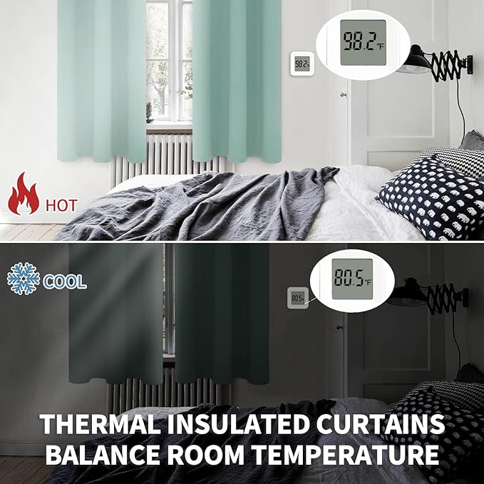 BGment Blackout Curtains - Grommet Thermal Insulated Room Darkening Bedroom and Living Room Curtains, Set of 2 Panels (42 x 72 Inch, Frosty Green)