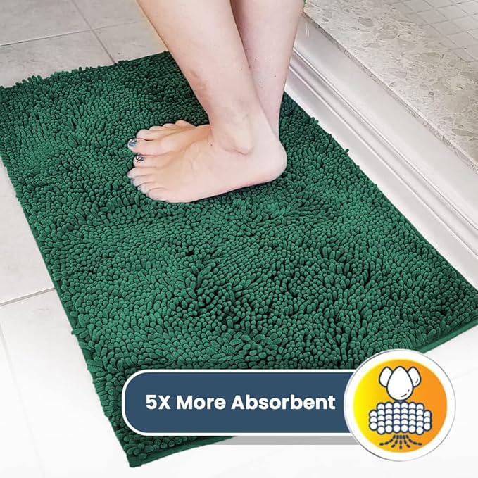 Muddy Mat® | Super Absorbent Door Mat Indoor, Microfiber Quick Dry Chenille Entryway Rug, Non-Slip Front Door Mat, Indoor Mats for Entryway, Machine Washable Pet Rug, Dark Green 16"x24"