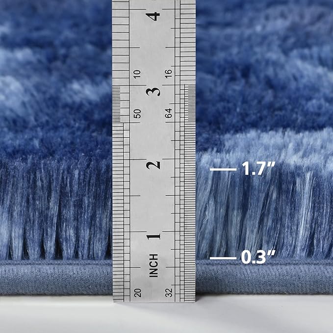 Deerhoo Large Shag Area Rugs 5 x 8, Plush Fuzzy Rugs for Living Room, Ultra Soft Fluffy Furry Rug for Bedroom, Indoor Carpet Nursery Rugs for Kids Room Home Decor, Tie-Dyed Navy Blue