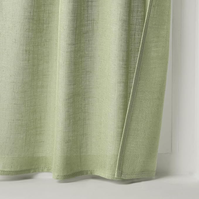 MIULEE Sage Green Kitchen Curtains 36 Inch Length 2 Panels, Soft Thick Linen Textured Semi Sheer Light Filtering Short Cafe Tier Curtains for Small Half Window Bathroom Laundry Back Tab Rod Pocket
