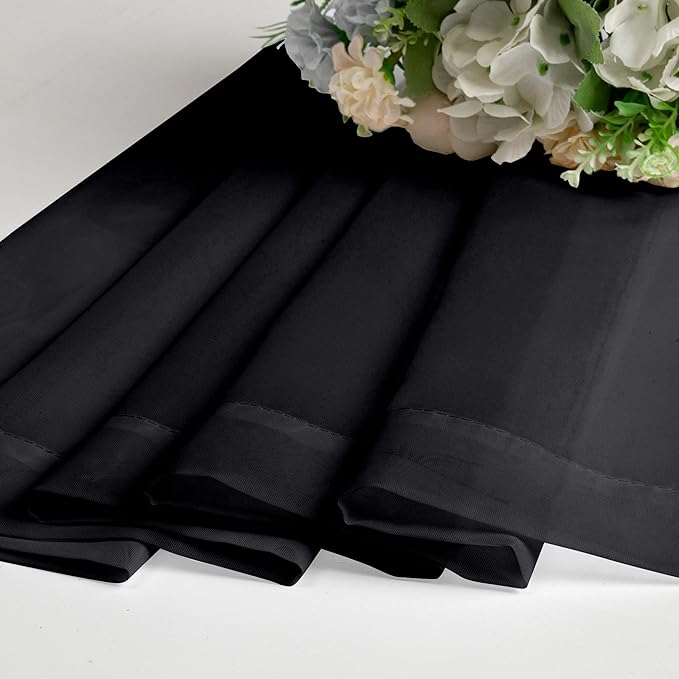Chyhomenyc Black Sheer Window Curtain Panels 63 Inches Length, 2 Pieces, Voile Top Dual Rod Pockets Light Filtering Airy Trendy Drapes Window Treatment for Living Room/Bedroom, 42Wx63L