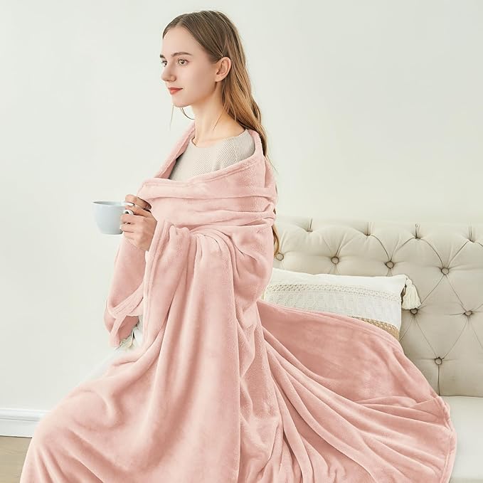 BEDELITE Fleece Blanket Pink Morn Throw Blankets for Couch & Bed, Luxury Plush Cozy Fuzzy Blanket 50" x 60", Super Soft Warm Lightweight Throw Blanket for Travel Camping