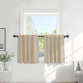 PONY DANCE Beige Valances Tiers for Kitchen - Short Room Darkening Small Curtains for Half Cafe Basement/Bathroom, 42 W x 36 Inches L, Biscotti Beige, Double Panels