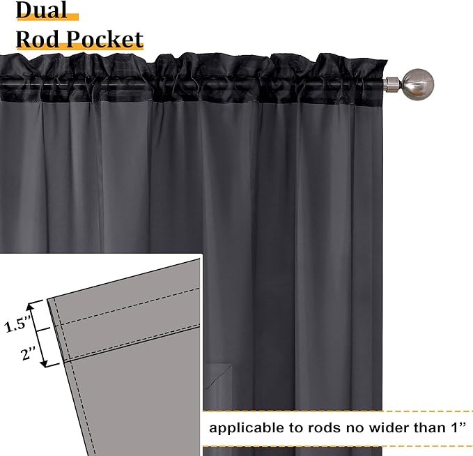 Aiyufeng 2 Pack: Basic Black Sheer Curtain Drapes for Living Room 84 Inch Length 2 Panels, Light Filtering Voile Drapes for Bedroom, Patio, Sliding Door, Each 59" W x 84" L, Black