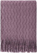 BOURINA Dark Lavender Throw Blanket 50 x90 Inches Textured Solid Soft Sofa Throw Bed Runner Knitted Decorative Blanket