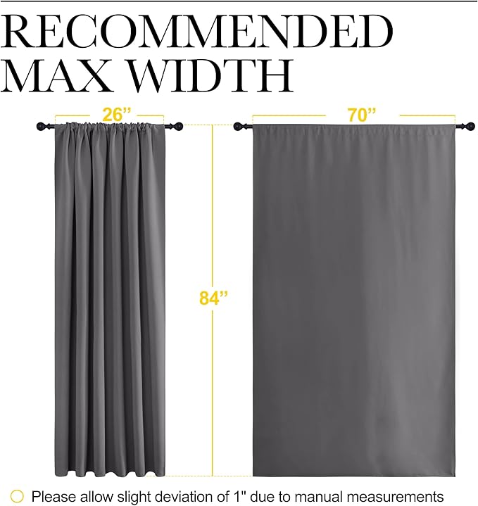 NICETOWN Blackout Curtain Panels for Window - Thermal Insulated Rod Pocket Blackout Drapes/Draperies for Dining Room (2 Panels, W70 x L84 inches, Grey)