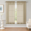 OWENIE Sheer Taupe Curtains, Sheer Curtains 63 inch Length 2 Panels Set, Rod Pocket Voile Fimly Sheer Drapes for Living Room Bedroom, 2pcs, Taupe, Each 59" W x 63" L