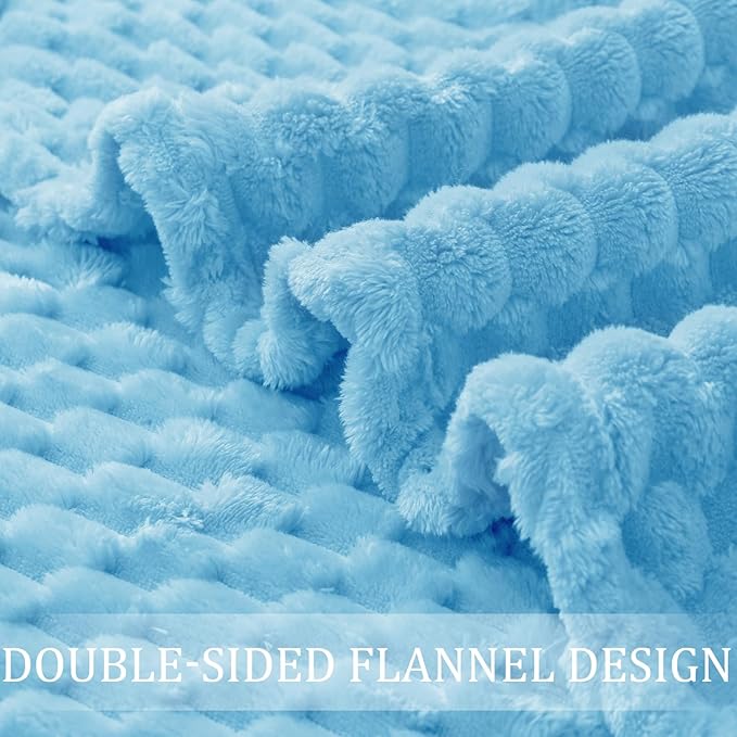 Exclusivo Mezcla Fleece Throw Blanket for Couch, Extra Large Fuzzy Blue Bed Blankets, Soft Cozy Plush Sofa Throws for All Seasons, 50x70 Inches