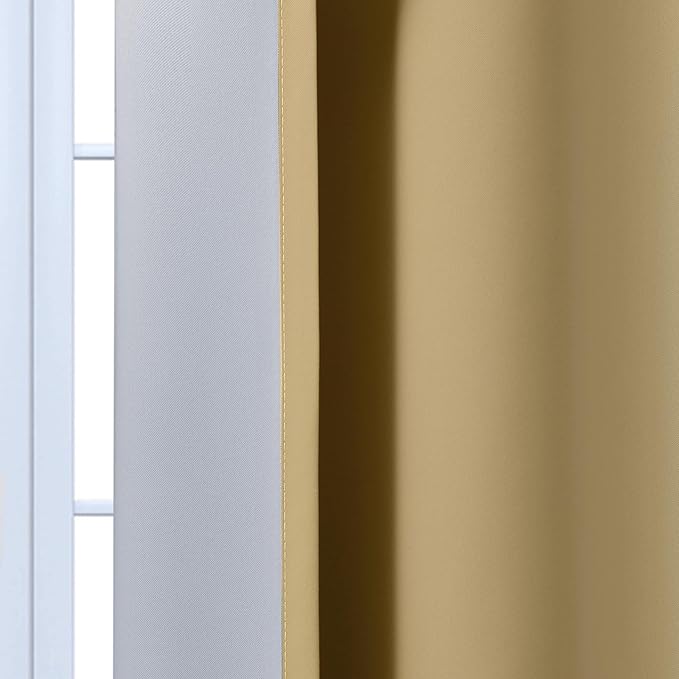 Yakamok Beige and Greyish White Ombre Curtains, Room Darkening Gradient Color Curtains for Bedroom, Light Blocking Thermal Insulated Window Drapes for Living Room(2 Panels, 52x84 Inch)