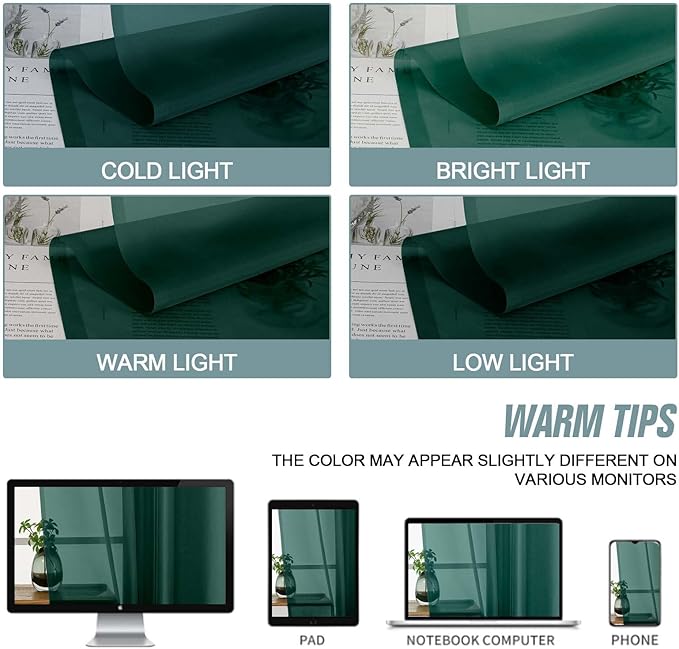 Green Window Sheer Curtains 54 inch Length, Soft Airy Light Filtering Sheer Curtain 2 Panels Set, Dual Rod Pocket Gauze Drapes for Living Room Bedroom, Hunter Green, 2x42Wx54L Inches