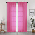 OWENIE Hot Pink Sheer Curtains for Bedroom Living Room 72 Inches Long 2 Panels Set, Modern Light Filtering Sheer Curtain Rod Pocket Clear Drapes for Window Sliding Door, Hot Pink, Each 42 x 72 Inch
