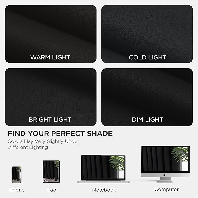 Joydeco Blackout Patio Sliding Door Curtains 108 Inches Long, Grommet Privacy Room Divider Curtains, Extra Wide Thermal Blackout Drapes for Bedroom Living Room (Black, 80Wx108L, 1 Panel)