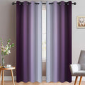 Yakamok Room Darkening Gradient Color Ombre Curtains, Light Blocking Thermal Insulated Grommet Window Drapes for Living Room/Bedroom (Greyish White and Purple, 2 Panels, 52x96 Inch)