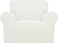 Easy-Going Stretch Chair Sofa Slipcover 1-Piece Couch Sofa Cover Furniture Protector Soft with Elastic Bottom for Kids, Pet. Spandex Jacquard Fabric Small Checks (Chair, Cream)