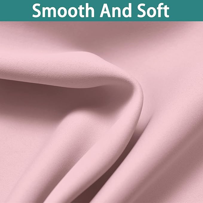 Yakamok 100% Blackout Curtains 84 Inches Long, 2 Thick Layers Heat and Full Light Blocking Soft Thermal Insulated Drapes for Bedroom(52" Wide Each Panel, Pink, 1 Panel)