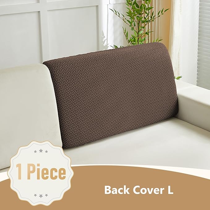 Couch Cushion Covers for Sofa Couch Covers Wear-Resistant Universal Sofa Cover Washable Stretch for Sectional Slipcovers (Texture-Brown,Back Cover L)