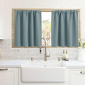 RYB HOME Cafe Blackout Curtains 24 inch Length, RV Curtains for Camper Windows, Mini Short Small Insulating Light UV Blocking Privacy Half Window Tiers, Width 42 by Length 24, Dusty Blue, 2 Panels