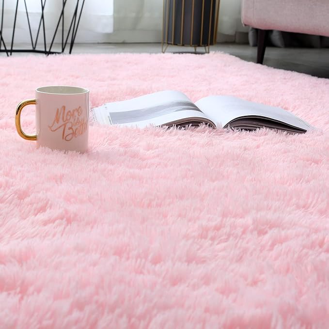 Shag Area Rugs for Bedroom Living Room,6X9 Ultra Soft Fluffy Area Rugs for Dorm, Indoor Carpet Nursery Rugs for Kids Girl Room Home Decor, Pink