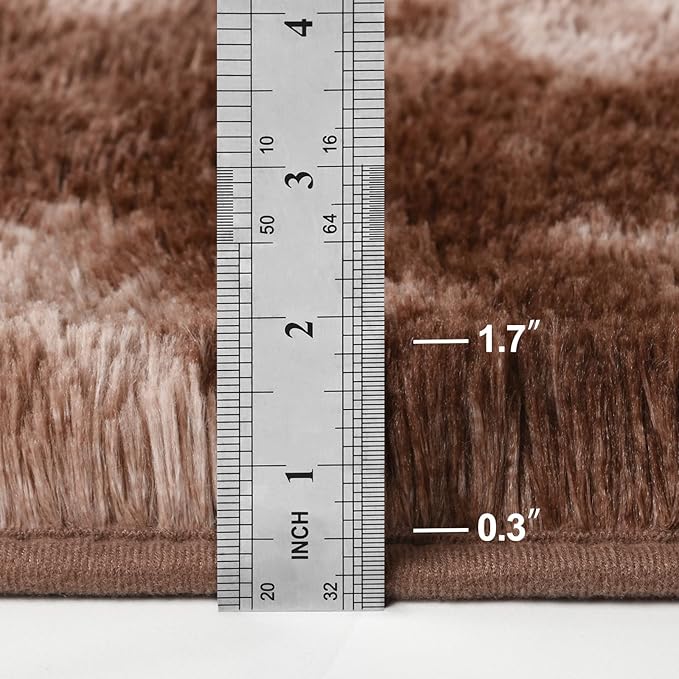 Deerhoo Shag Area Rug, 4 X 6 Tie-Dyed Plush Fuzzy Rugs for Living Room, Ultra Soft Fluffy Furry Rug for Bedroom, Indoor Carpet Nursery Rugs for Kids Room Home Decor, Coffee