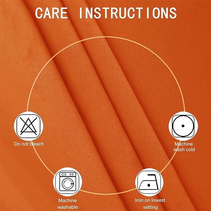 LEMOMO Blackout Curtains 66 x 72 Inch Long Orange Curtains Set of 2 Panels Room Darkening Curtains for Bedroom and Living Room