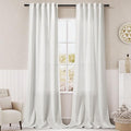 Linen Off White Curtains 120 inch Extra Long for Living Room Back Tab Light Filtering Semi Sheer Drapes Modern Farmhouse Coastal Decor White Cotton Textured Curtain for Floor to Ceiling Window 10 FT