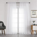 Chyhomenyc White Sheer Curtains 108 Inch Length 2 Panels Set, Extra Long Light Filtering Solid Voile Window Drapes for Living Room Party Ceremony, 42Wx108L, 9FT Length, Set of 2, White