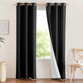NICETOWN Vintage Open Linen Weave Flax Thermal Curtains, 100% Blackout Curtains 84 inches Long for Dining Room, Soundproof Window Treatment Drapes for Hall Room, Black, 42" Wide Per Panel, Set of 2