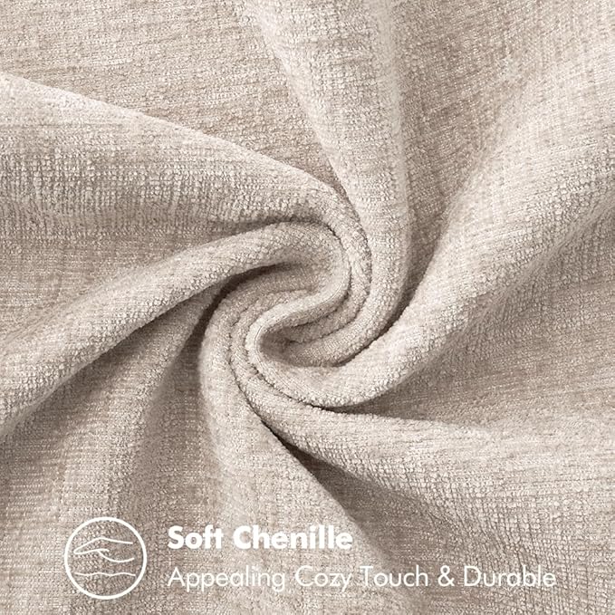 MIULEE Pack of 2 Couch Throw Pillow Covers 20x20 Inch Natural Beige Farmhouse Decorative Pillow Covers with Stitched Edge Taupe Soft Chenille Solid Dyed Pillow Covers for Sofa Bed Living Room