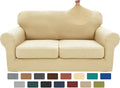XINEAGE 2026 New 3 Pieces Couch Covers for 2 Cushion Sofa Super Stretch Loveseat Slipcover Pet Dog Universal Slip Cover Anti Slip Love Seat Furniture Protector (Beige, 55"-69")