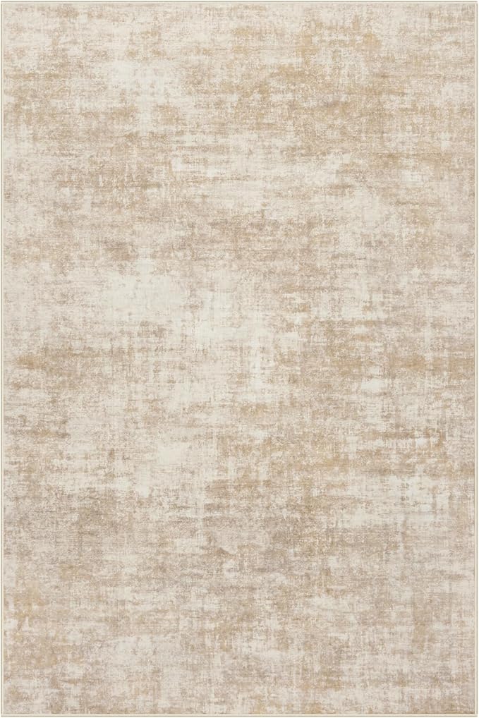 9x12 Area Rugs Washable Rug: Modern Abstract Living Room Rug Soft Anti-Skid Thin Carpet Indoor Floor Non-Shedding Carpets for Bedroom Dining Room Farmhouse Nursery Home Office Beige