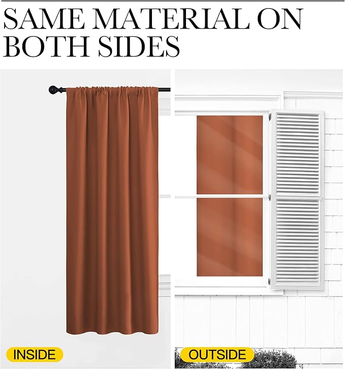 NICETOWN Blackout Curtains and Drapes - Thermal Insulated Solid Rod Pocket Blackout Draperies/Panels (Burnt Orange, 1 Pair, 42 by 84 inches)