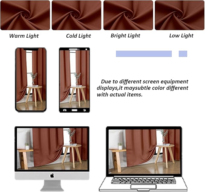 Simplebrand Ava Terracotta Blackout Curtains for Bedroom, 72 Inch Length, 2 Panels, Privacy Thermal Insulated, Rod Pocket, Window Curtains for Patio, French Door, W40 x L72 Inch