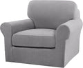 Turquoize 2 Piece Chair Covers Chair Slipcovers for Living Room Armchair Couch Cover Chair Sofa Cover with Individual Cushion Covers Furniture Cover for Chairs Feature Jacquard Fabric (Chair, Dove)