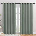 NICETOWN Blackout Draperies Curtains for Kids Room, Window Treatment Thermal Insulated Solid Grommet Blackout Drape Panels for Bedroom (Greyish Green, Set of 2, 70 by 84 inches)