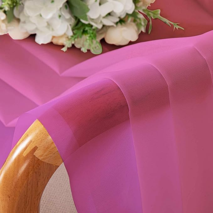 Chyhomenyc Hot Pink Sheer Curtains 96 inches Long 2 Panels, Light Filtering Soft Airy Solid Elegant Voile Window Treatment Drapes for Bedroom Living Room, 42Wx96L, 8FT L