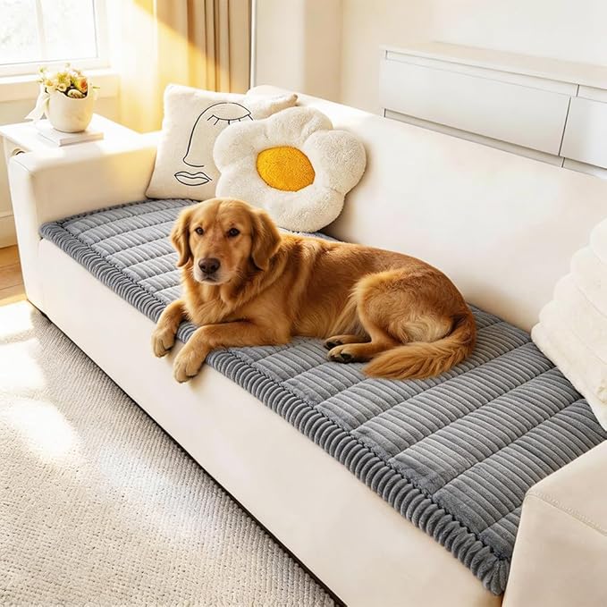 Couch Cover for Dogs Washable, Fuzzy Pet Couch Covers for 3 Cushion Sofa Pet Friendly, Non Slip Sofa Cover (Blue-Grey, 23.6" x 47"/60 x 120cm)