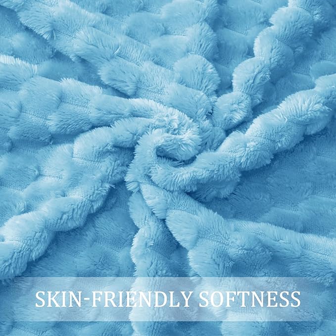 Exclusivo Mezcla Fleece King Blanket for Bed, Extra Large Fuzzy Blue Bed Blankets, Soft Cozy Plush Sofa Throws for All Seasons, 90x104 Inches